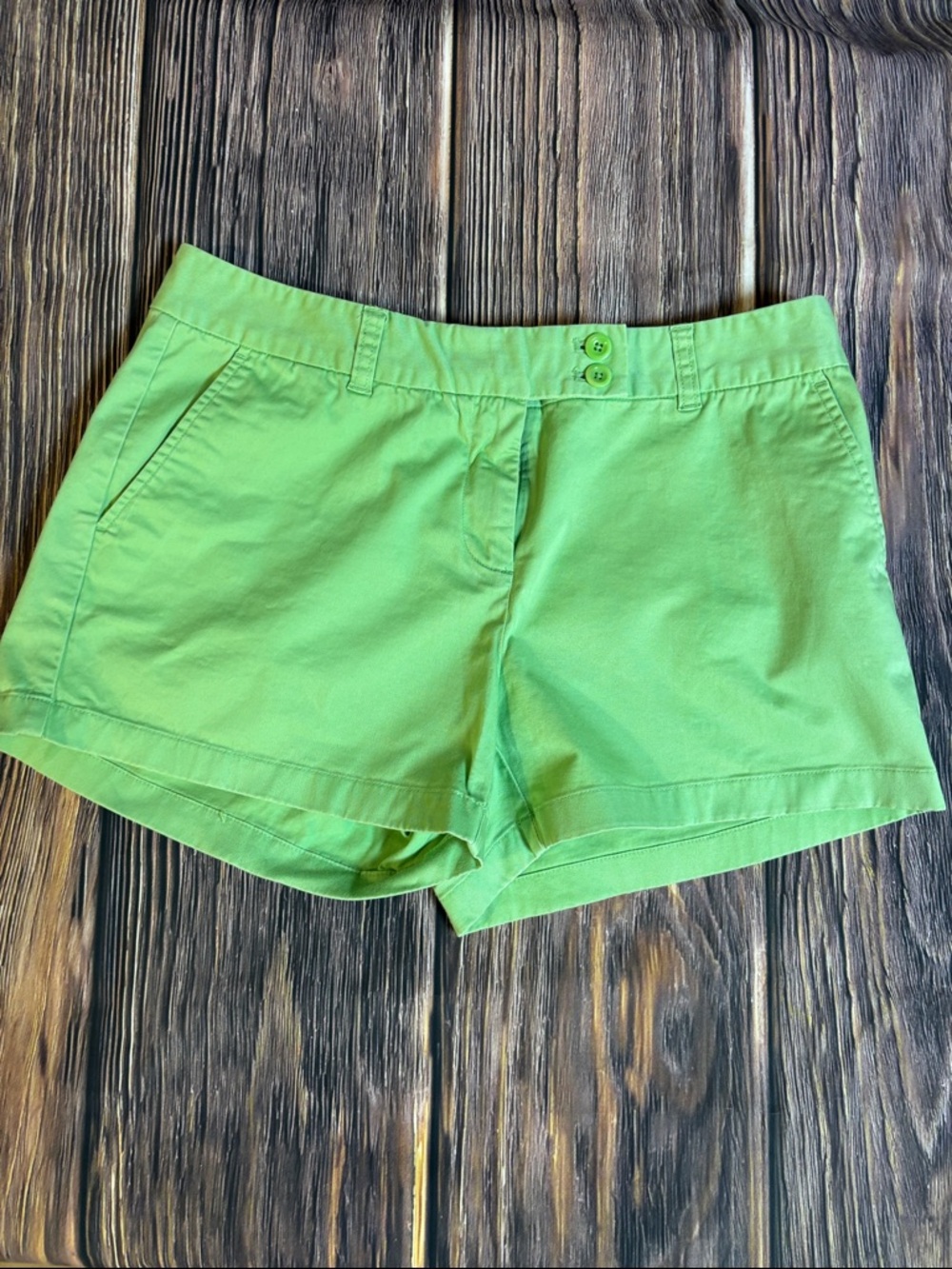 Vineyard Vines Lime Green High-Waist Cotton Shorts(0055)